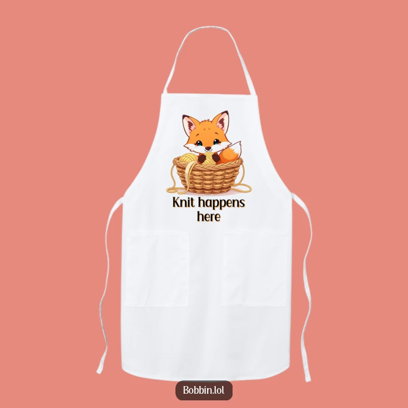 Funny Curious Fox Apron, Hilarious Knitting Wear, Ideal Funny Gift