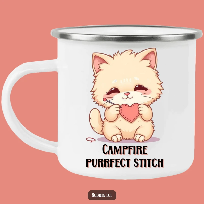 Funny Cat Sewing Camping Mug: Crafty Comfort on the Go