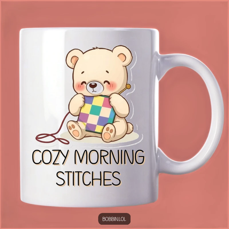 Funny Bear Quilting Mug: Stitch Up Smiles with This Happy Character Gift
