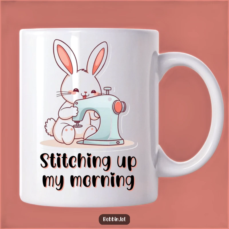 Funny Bunny Sewing Machine Mug - Perfect Gift for Crafters!