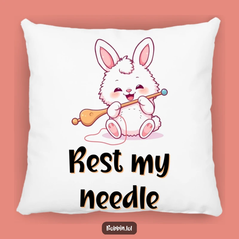 Funny Bunny Sewing Pillow: Cozy Comfort with a Hilarious Threading Bunny
