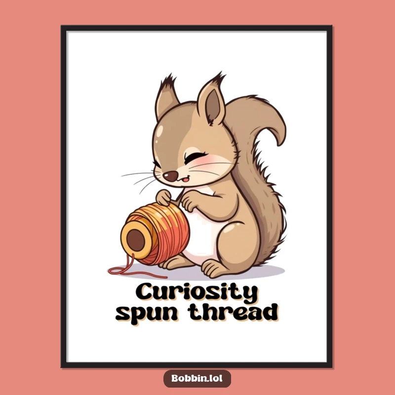 Funny Squirrel Thread Digital Art - Instant Download for Curious Spaces!