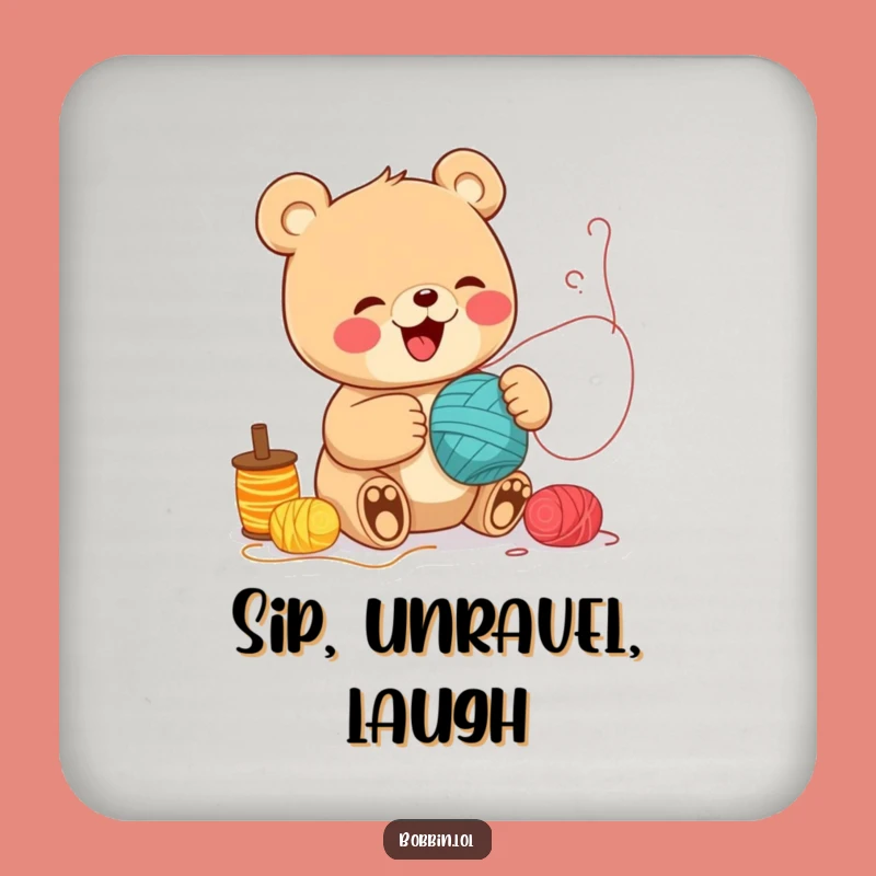 Funny Bear Sewing Coaster: Protect Your Table with Giggling Bear Charm