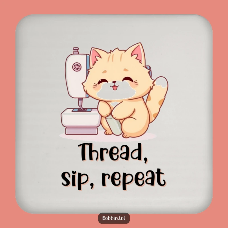 Funny Cat Sewing Coaster: Protect Surfaces with Hilarious Crafting Cat Flair
