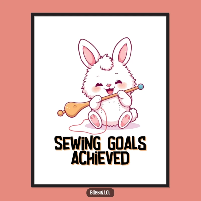 Funny Bunny Sewing Poster: Whimsical Wall Art for Your Crafty Nook