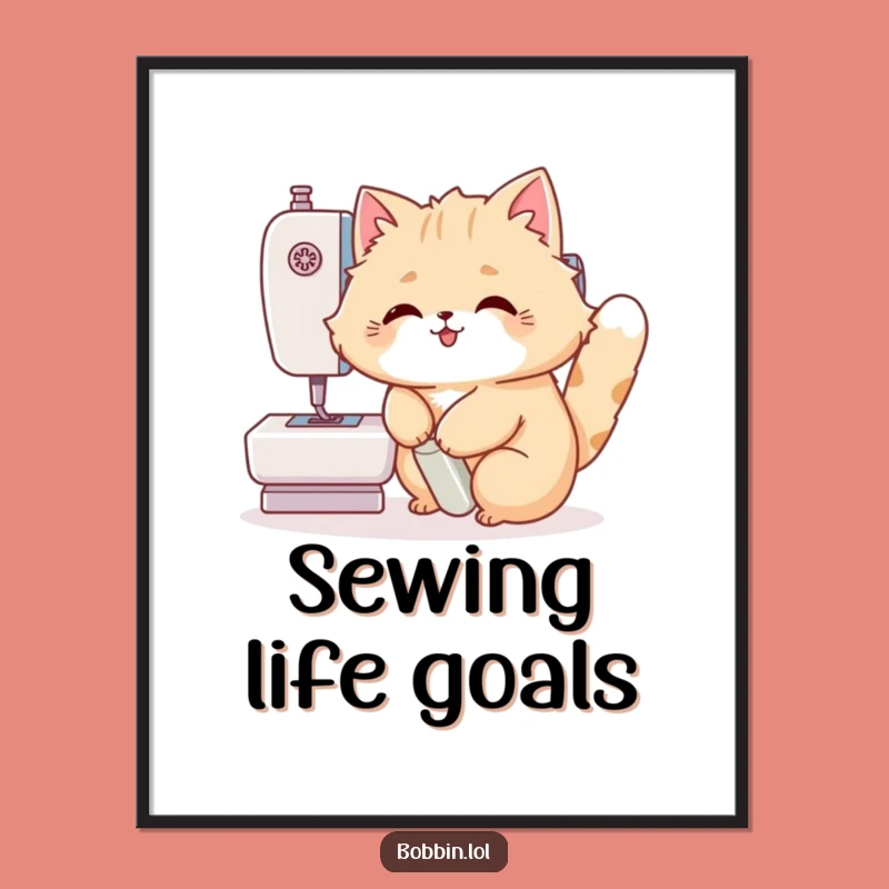 Funny Cat Sewing Poster: Hilarious Wall Art for Craft Rooms and Cat Lovers