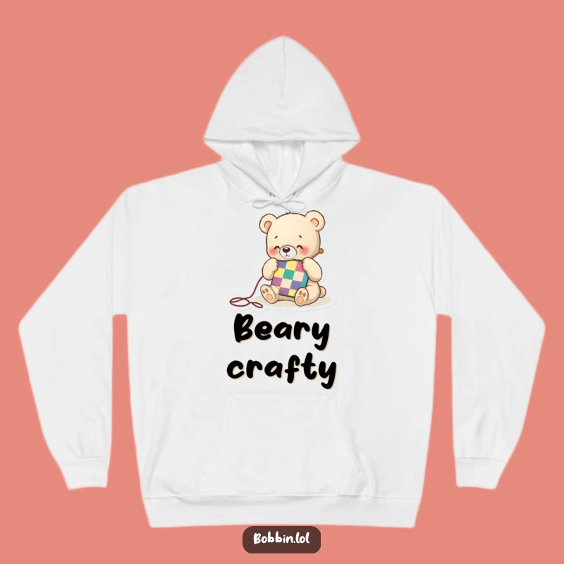 Cozy Funny Bear Quilting Hoodie: Stay Warm with This Stitching Character