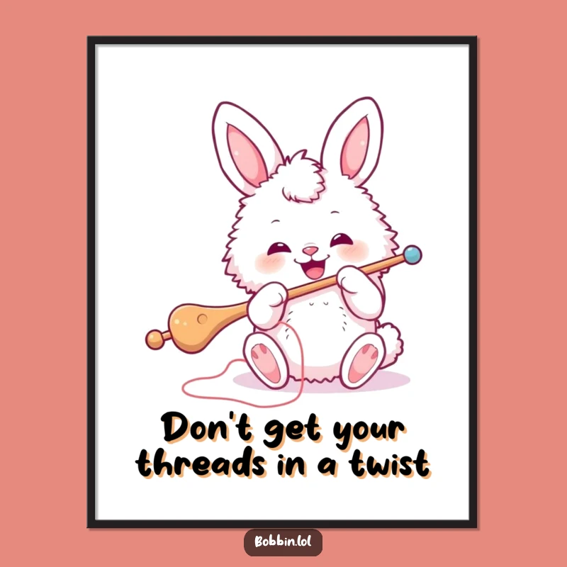 Free Printable Wall Art: Funny Bunny Sewing Needle Art, Humorous Downloadable Decor