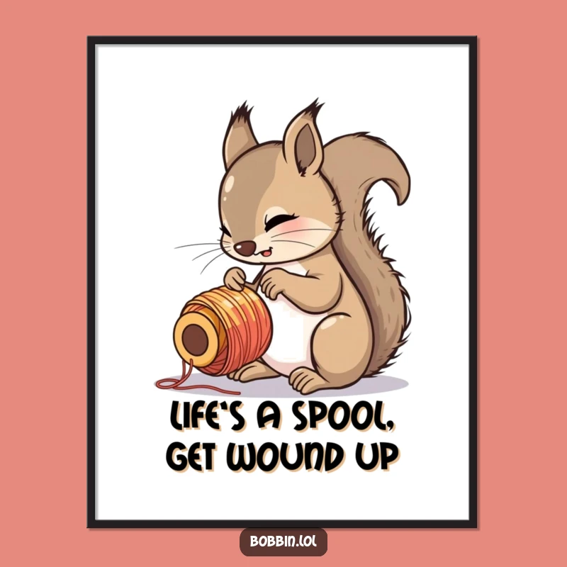 Free Printable Wall Art: Funny Squirrel & Thread, Quirky DIY Downloadable Decor