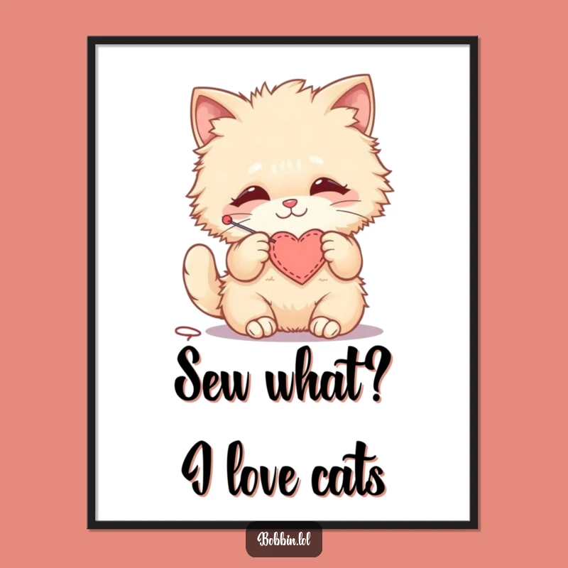 Free Printable Cat Art: Funny Stitching Love Wall Decor, DIY Downloadable Gift