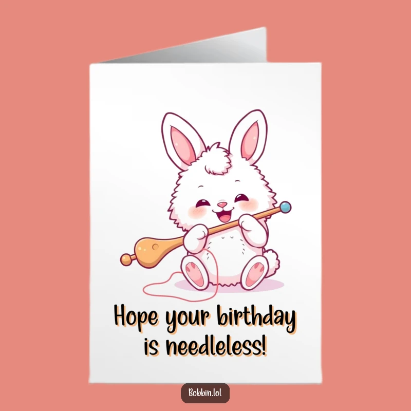Free Printable Birthday Card: Funny Bunny Sewing Needle Card, Downloadable Gift