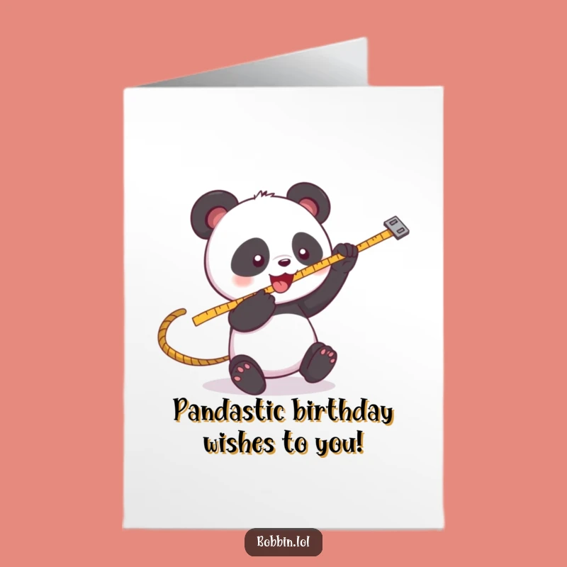 Free Printable Birthday Card: Funny Panda Measuring Tape Card, Downloadable Gift