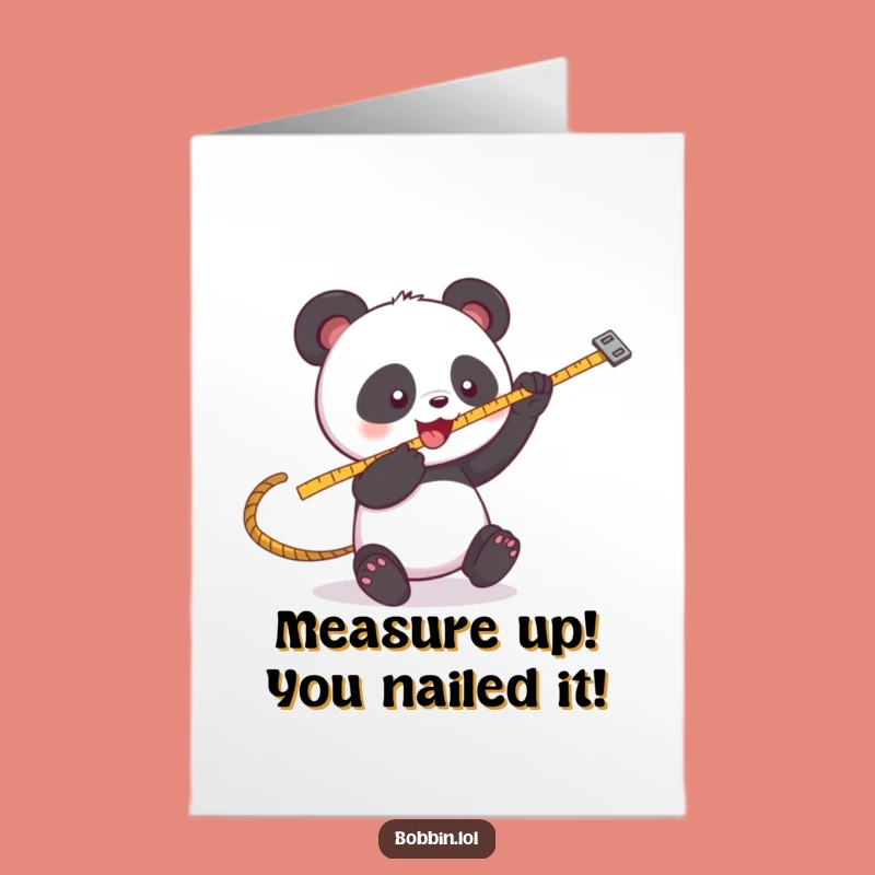 Free Printable Congrats Card: Funny Panda Tape Measure, Downloadable DIY