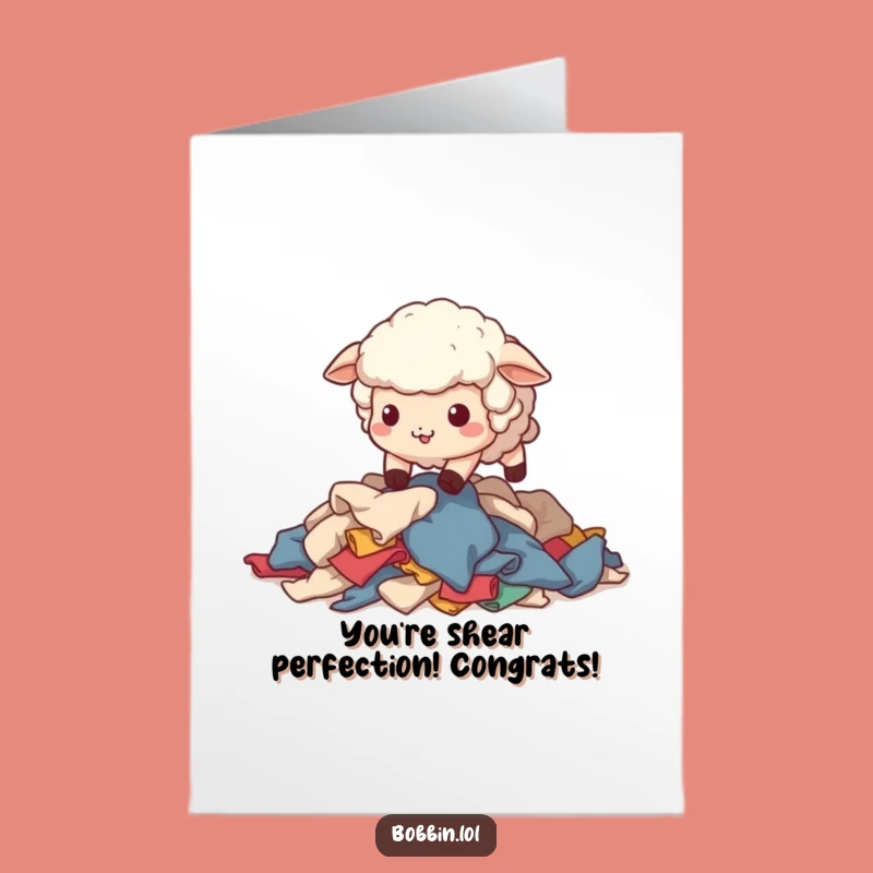 Free Printable Congrats Card: Funny Sheep Fabric Tumble, Downloadable DIY