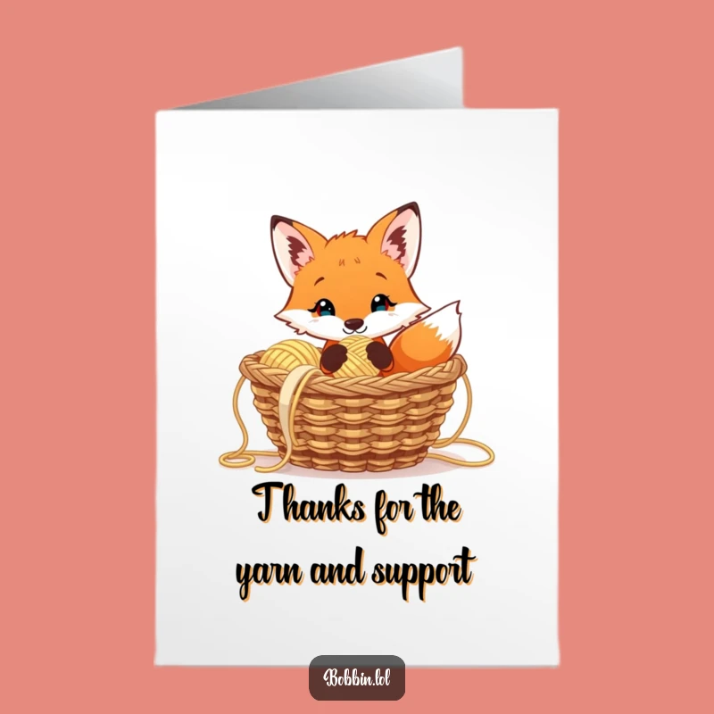 Free Printable Thank You Card: Curious Fox Thanks Yarn Lover Downloadable Gift!