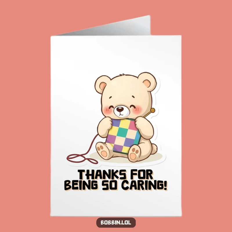 Free Printable Thank You Card: Bear Sewing Gratitude Downloadable Gift