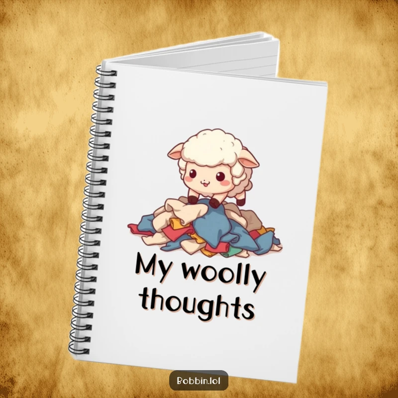 Funny Sheep Sewing Notebook: A wobbly sheep stumbling over fabric scraps, ideal for notes. Hilarious funny gift.