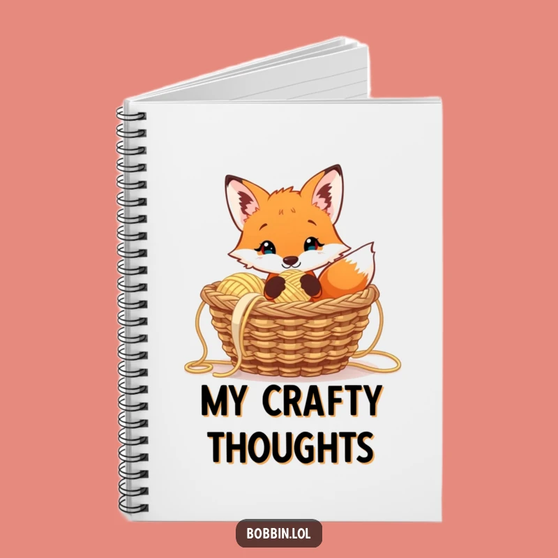 Funny Curious Fox Notebook, Knitting Journal, Hilarious Gift for Yarn Lovers