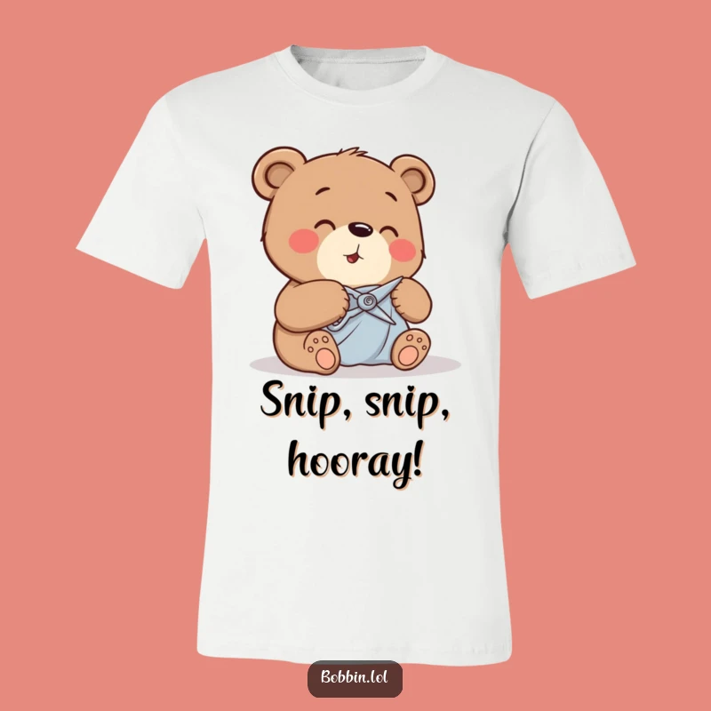 Funny Bear Cutting Fabric T-Shirt - Adorable & Hilarious Apparel!