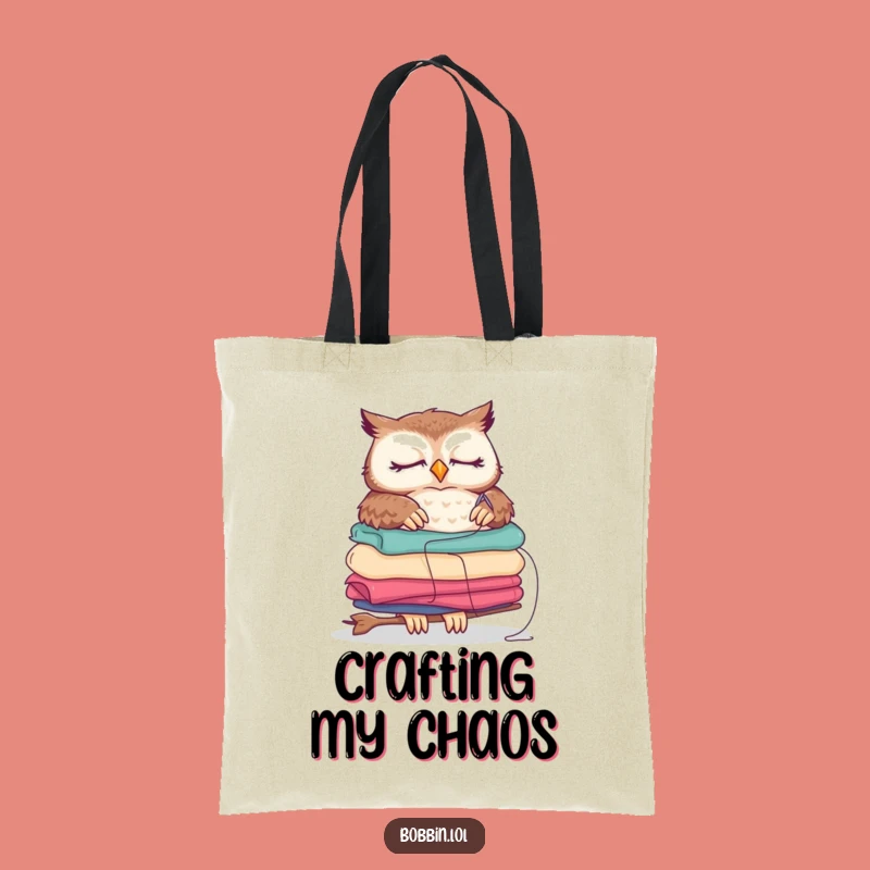 Funny Sleepy Owl Tote Bag, Whimsical Sewing Accessory, Ideal Funny Gift